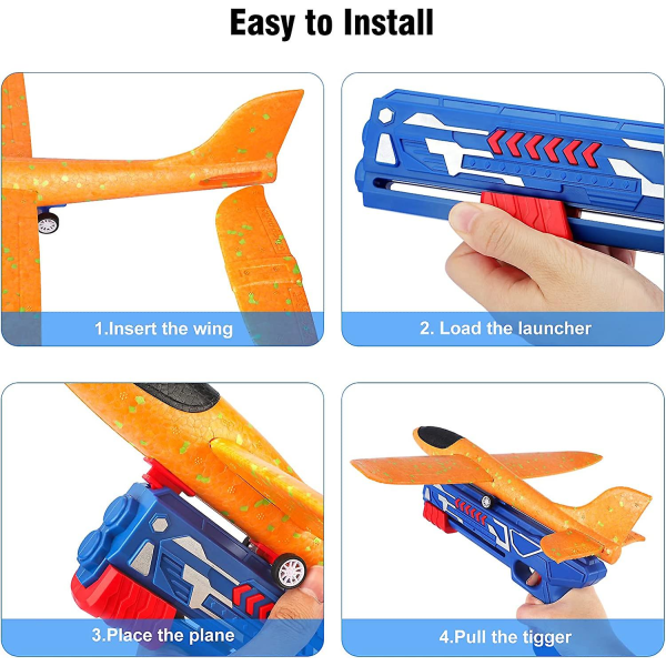 Launcher Toy, Foam Throwing Glider Plane with Catapult Gun, Indoor Outdoor Shooting Game for Kids Boys Girls Age 3-12,Flying Gadget Children Xmas Birt