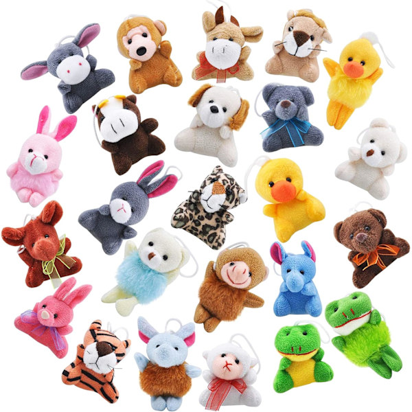 24-pack Mini Djur Plyschleksak Sortiment (24 Enheter 7,6 cm Vardera)