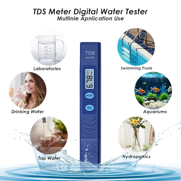 TDS Vattentestare, Dricksvattentestare, 1-pack, Djupblå