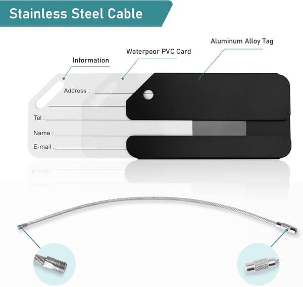 2 stk Bagasjetagger, Bagasjetagger i Aluminiumlegering med Rustfritt Stål