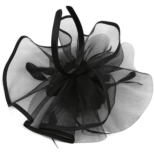 Hatt med blomstermønster i mesh til bryllup for kvinner (svart)