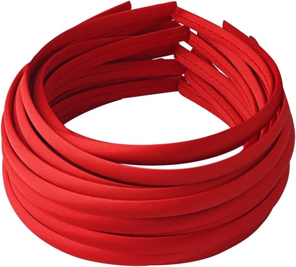 20-pack 5 mm Röda DIY Hårband i Satin för Flickor