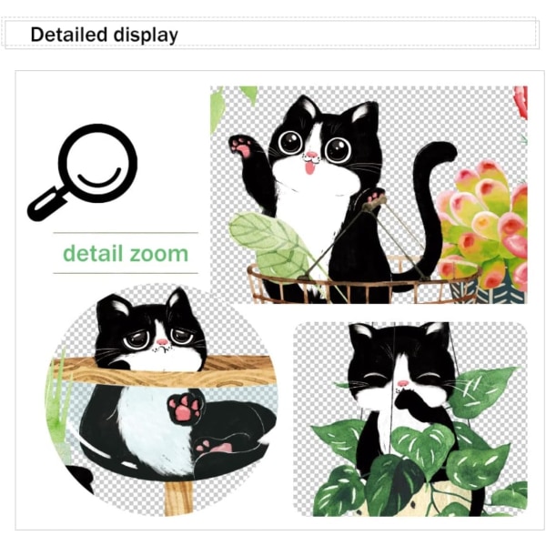 Väggklistermärken för djur Cartoon Cat Tropical Plant Wall Stickers