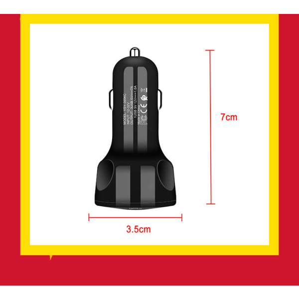 3USB bil-laddare qc3.0 bil-laddare med indikatorlampa bil