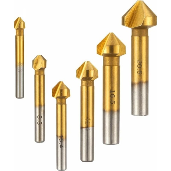 6 st valnötssänksänkare 90° fas HSS 6,3 mm 8,3 mm 1