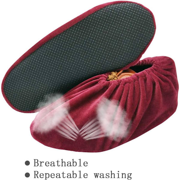 5 Par Genbrugelige Vaskbare Oversko med Anti-Slip Slipper