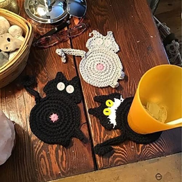 Kattstjärtsunderlägg, Rolig Kattstjärts Virkad Dryckesunderlägg, Kattstjärts Dryckeskopp Underlägg Handgjort Virkat Muggunderlägg, Fläck-