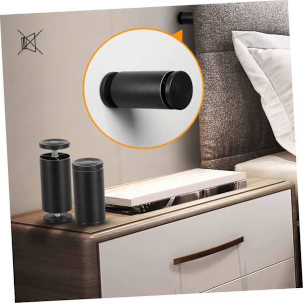2 stk. (Sort) Sengesidebeskyttelse Justerbare Sengestativer Metal Seng