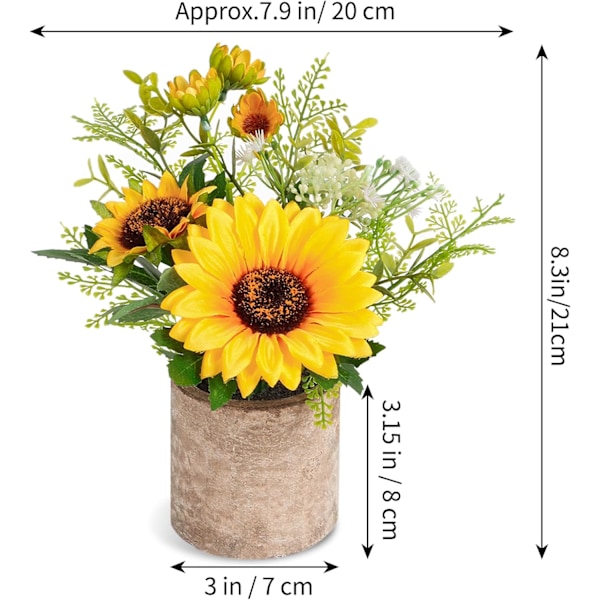 Solsikke kunstige blomsterpotte, solsikke dekor, gule falske blomster i potter, til hjemmet bad kjøkken