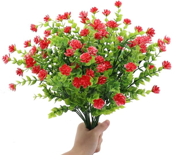 4 Pack (Roseröd) Konstgjorda Blommor, Eucalyptus Plast Lotus