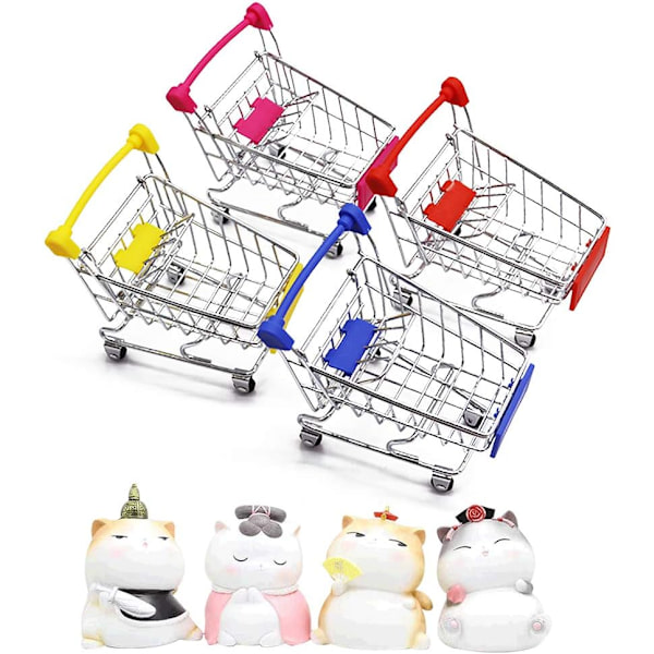 5 stk. Mini indkøbsvogn, Mini supermarkedshåndvogn, Indkøbsvogn