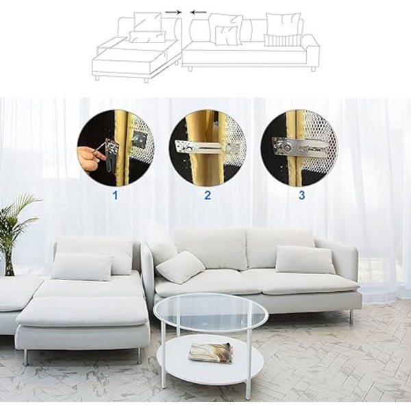 8 stk. Sofa Sektionsforbindelser, Galvaniseret Jern Sofa Sektion