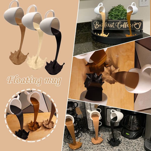 2 Flytande Kaffe Koppar Mugg Skulptur Kök Dekoration Spill