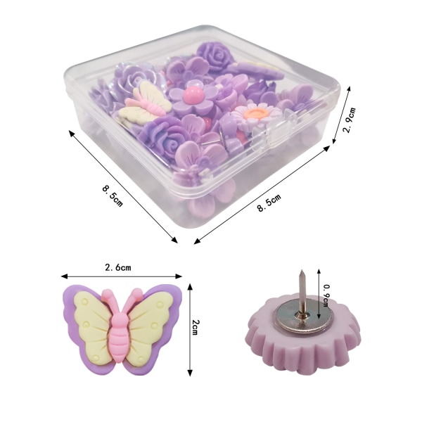 30st lila hartsfjärilsblomma söta miniatyrer, I-formade