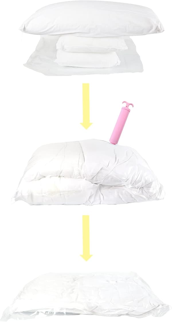 Set med 4 Vakuumförvaringsväskor 80x100cm, Återanvändbara Vakuumförvaring