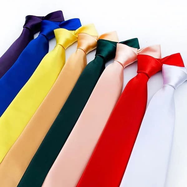 Dames Lazy Tie 7cm Klassisk Ensfarget Vanlig Slip til Menn