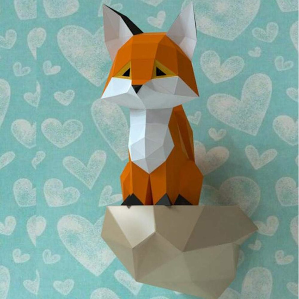 1 kpl Origami-seinäkoriste DIY-seinäpaperi Trophy DIY Papercraft