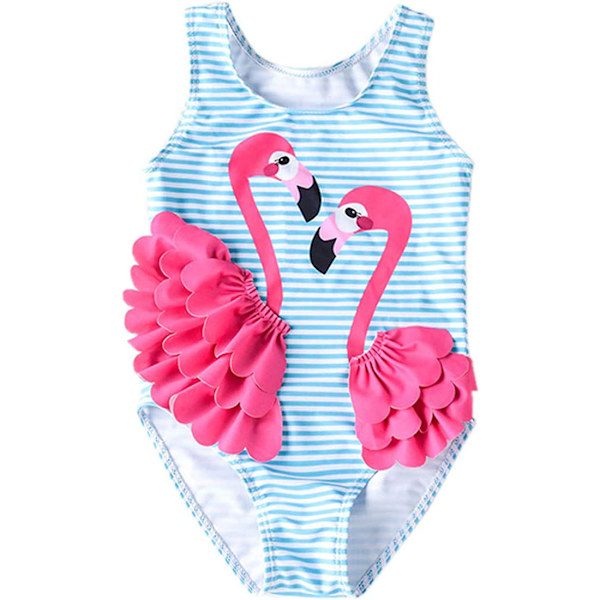 En-delad flamingo-badkläder för unga flickor L=100