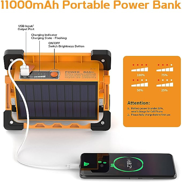 80W Latautuva Aurinkoenergialla Toimiva Rakennustyömaan LED-Valokeila, 4 Tilaa
