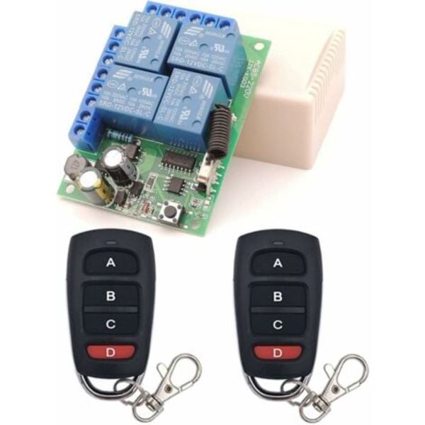 Universell fjärrkontrollbrytare, AC 230V/220V 10A 4CH 433Mhz RF R