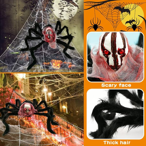 Halloween-pynt Bar-pynt hele blomst edderkopp plyss edderkopp
