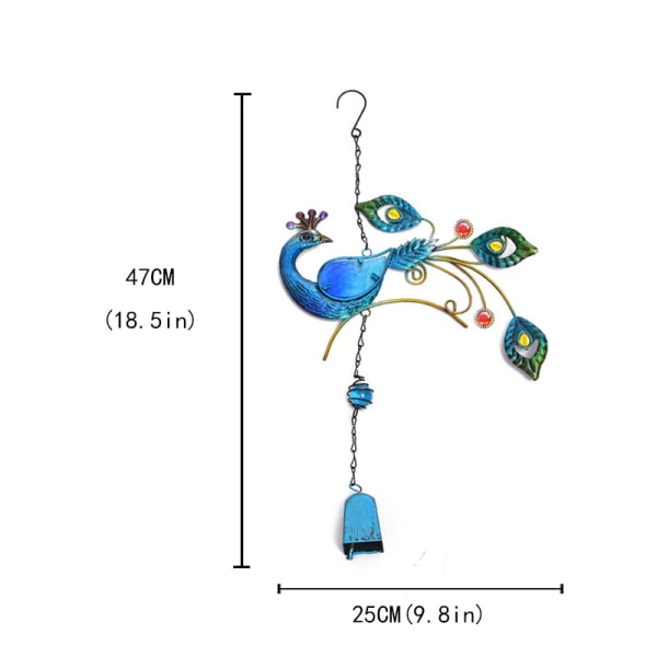 Värikäs Peacock-riipuskellotuulipeli sisä- ja parvekkeelle