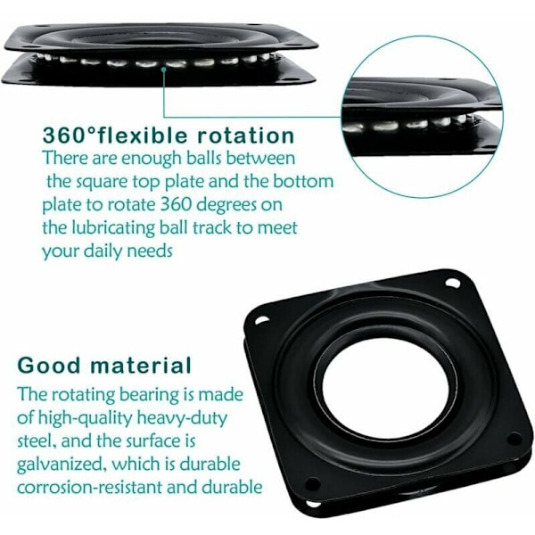 4 stk. Lazy Swivel Plate Metall Turntable 360 ​​Graders Roterende