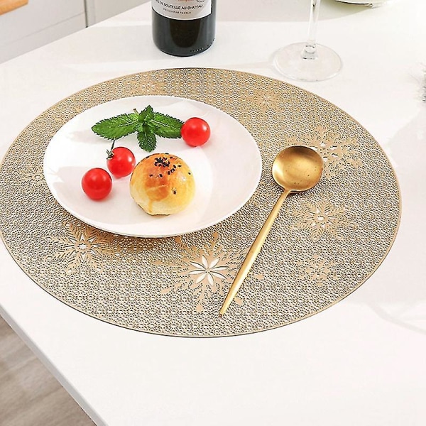 Snowflake Hollow Placemat Julebord Dekoration Pvc Måt 4stk Sølv