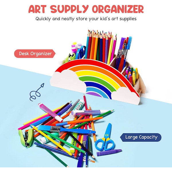 Trepennstativ og blyantstativ i tre - Rainbow Supply Caddy