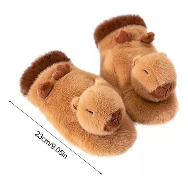 1 Par Söta Varma Kort Capybara Plyschhandskar