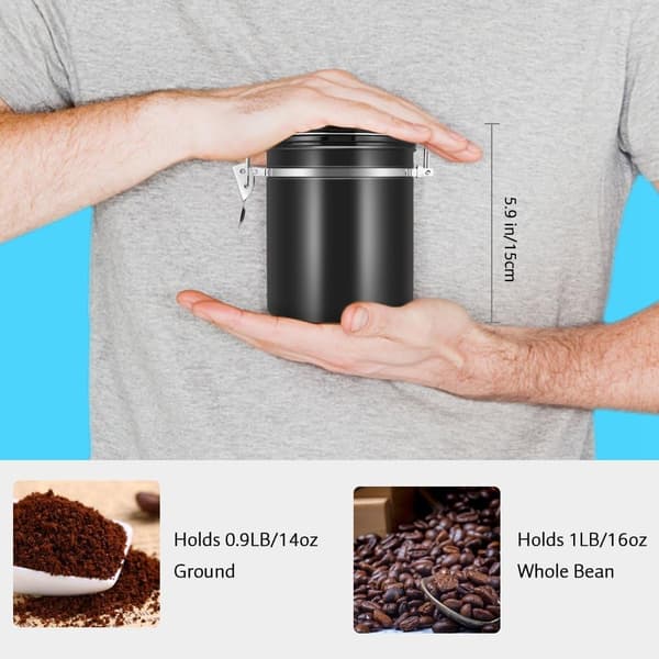 1,5 L Kaffeboks, Lufttett Rustfritt Stål Kaffe Bønnebeholder