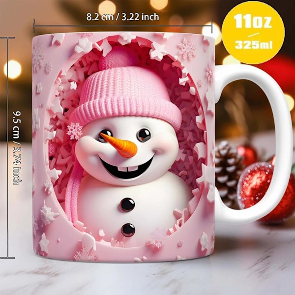 Visual Effect 3D Julemandskrus, Tegneserie Julemand Keramik Kaffe Kop (11oz) Julegaver til Venner og Familie