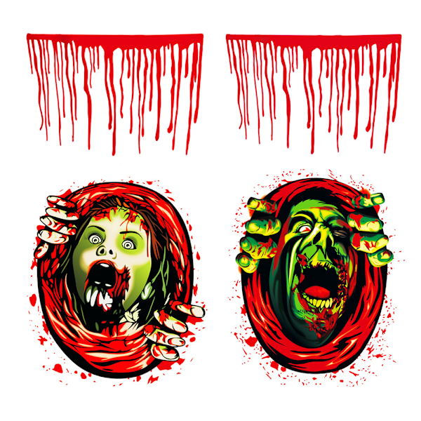 2-pack Halloween Toalettlock Dekaler 3D Horror Morphing för