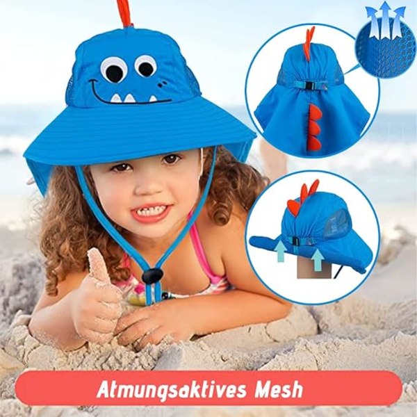 Solhatt för barn, Jewel Blue [Little Dinosaur] UV-skydd för barn