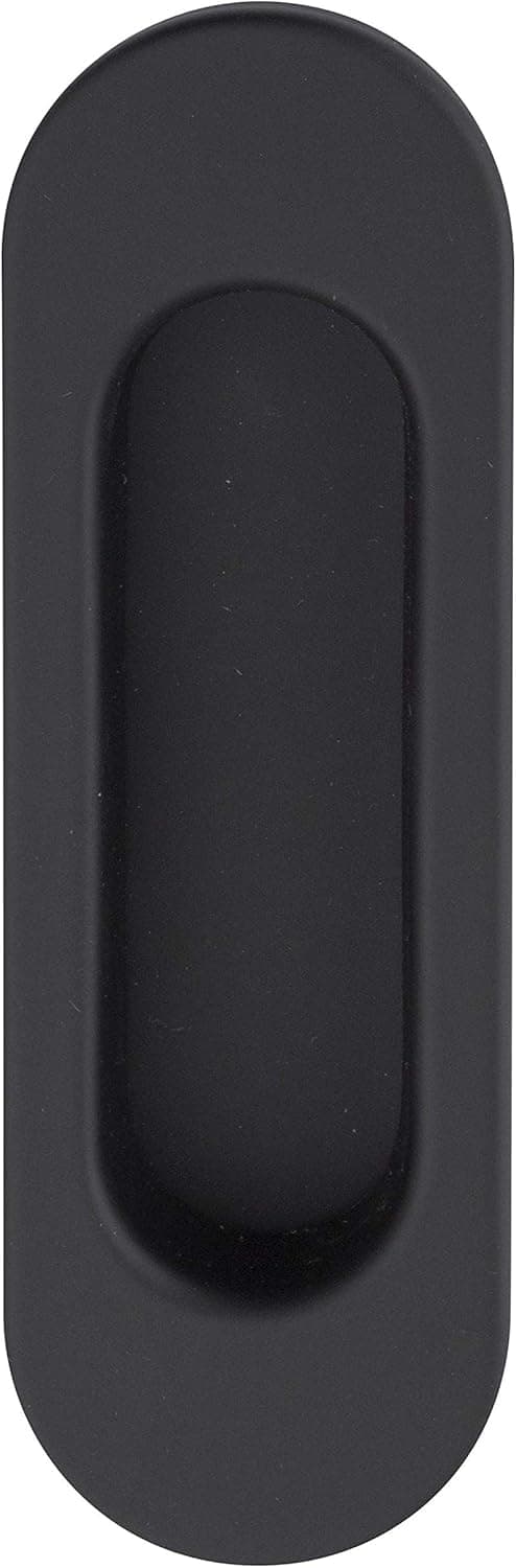 Oval Skydedørsgreb Mat Sort 125 x 40 mm