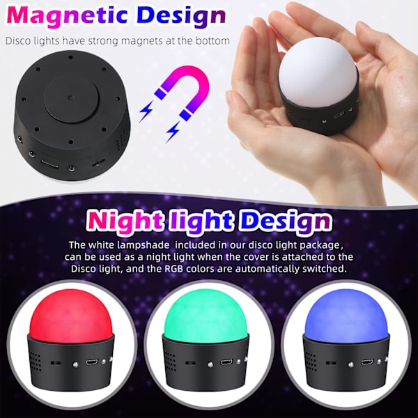 2-pack mini laddningsbara discoklot trådlöst ljus