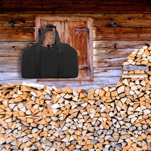 Vedförvaringsväska, 39 tum x 19 tum Canvas Vedkorg, Vedhållare Eldstadsutrustning, Ved