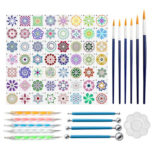 Mandala Tools 72 Dele Sæt Malingsskabelon Gnide Farve