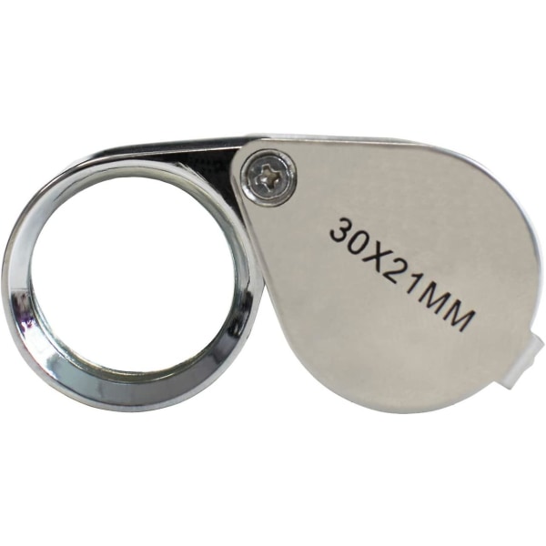 Juveler Loupe - Forstørrelsesglas Lup 30 x 21 mm Smykker Antikviteter Okular Linse - 30x Lomme Lup - Folde Glas - Botaniker Loupe