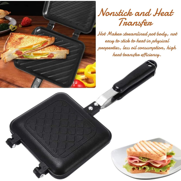 1 varm sandwich-maker, dobbeltsidet non-stick grill, stegepande,