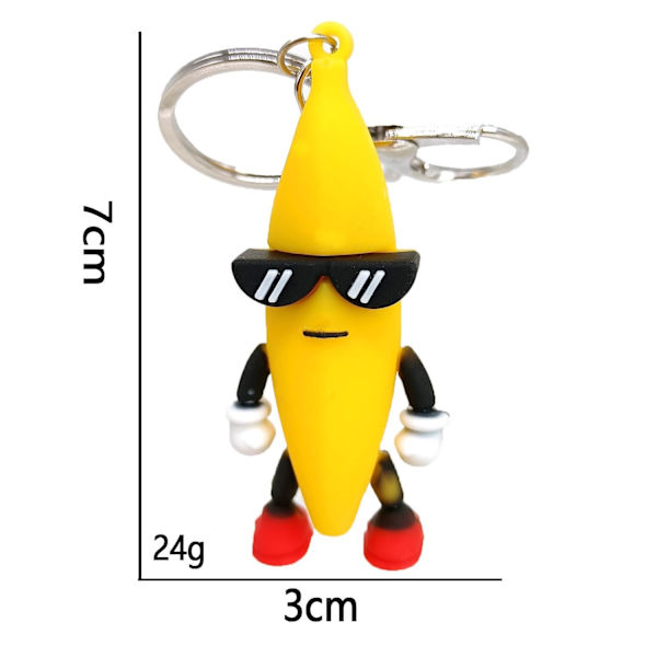 6 bløde gummi banan dukke nøglering vedhæng