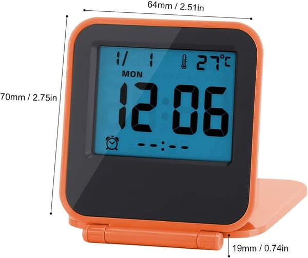 1 Styck Orange Mini Flip Reseförpackad Elektronisk Klocktermometer
