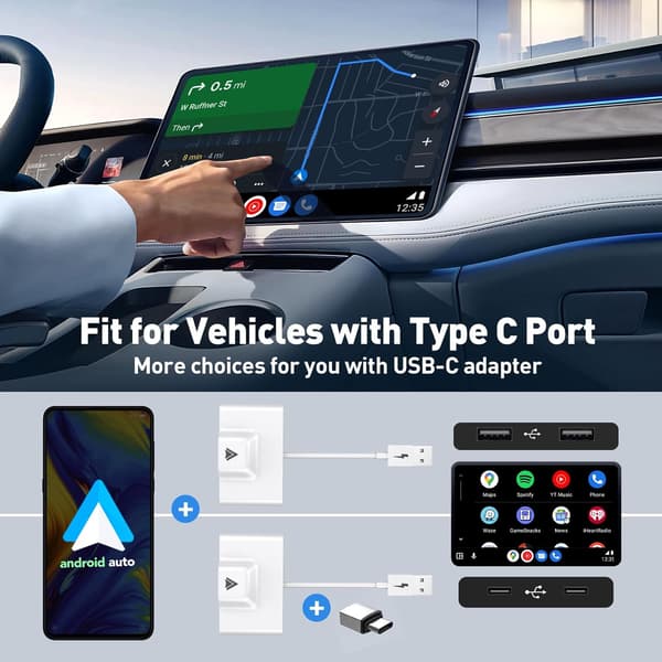 Trådløs Android Auto-adapter for biler med kablet Android Auto fra fabrikk