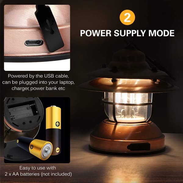 1 mini hengende USB-campinglys for hage, uteplass, tredekorasjon