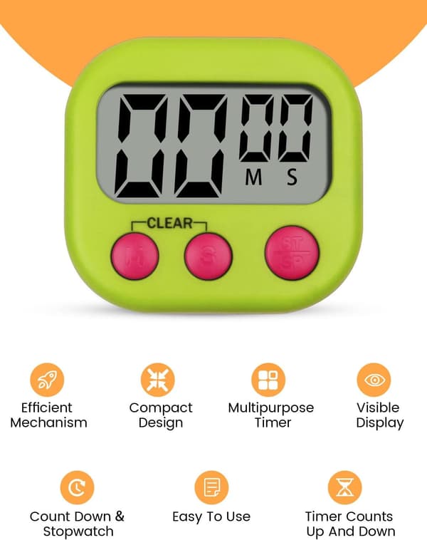 4 st Magnetiska Köksstimer med Stor LCD-Skärm, Digital