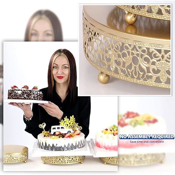 3-delad tårtställset, runt järn cupcake-ställ för bröllop
