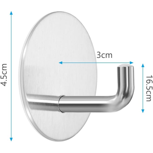 Klæbende Hængekrog, Rustfrit Stål Badeværelsesvæghængekrog, 6 Styk