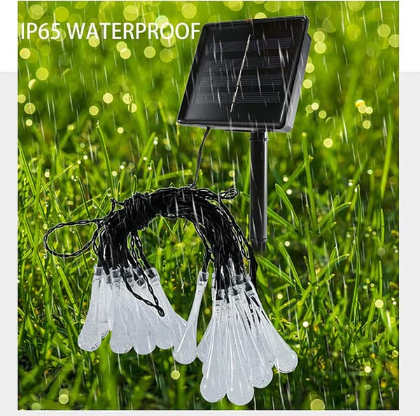 Solcelled Lys, ZVO 30 LED 6.3M Solcelled Vann-Dråpe Lys for