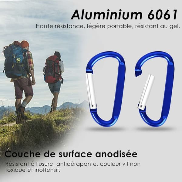 10-pack aluminiumlegering karbinhake D-krok nyckelring multifärg