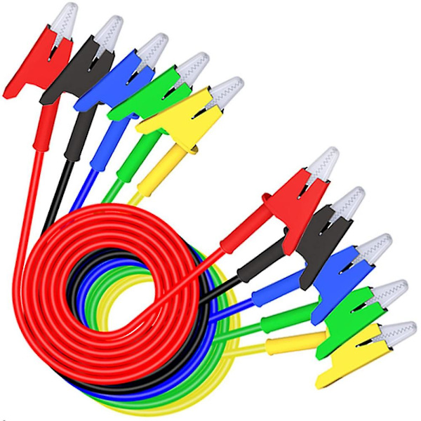 5 stk. dobbeltsidet krokodilleklemme testkabel, til test af fleksibelt kobberkabel til elektrisk test 3,3ft/1m